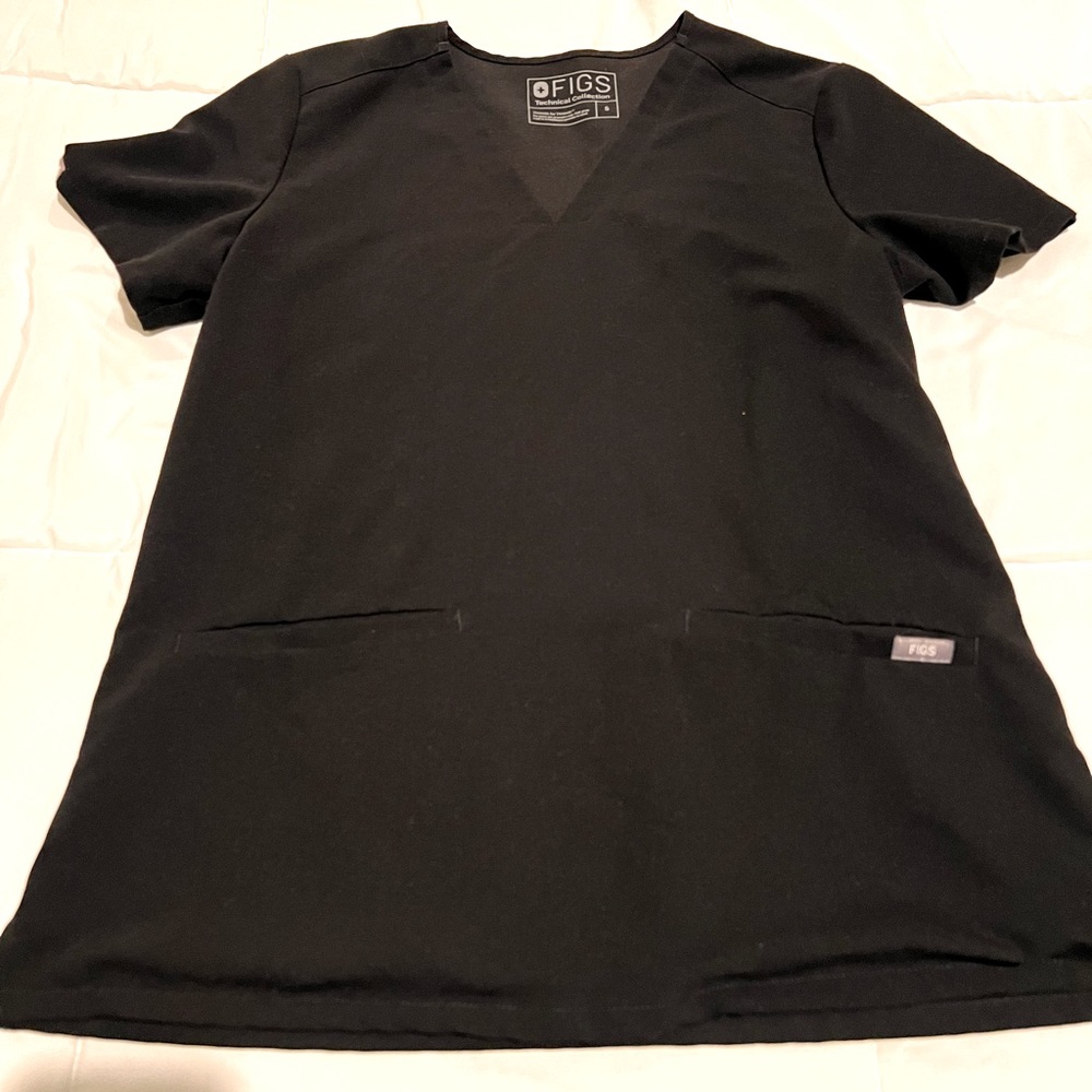 Figs Casma Scrub Top- black
